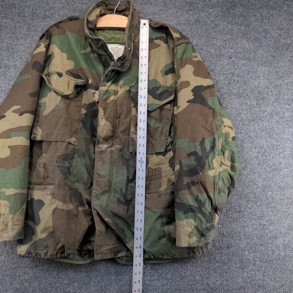 U.S. Military Cold Weather Coat W/ Liner Woodland Camo Green Brown SZ XL Vintage - Picture 5 of 16